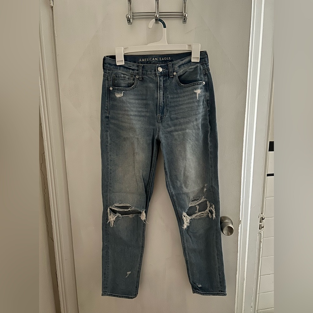 American Eagle High Waisted Ripped Mom Jeans